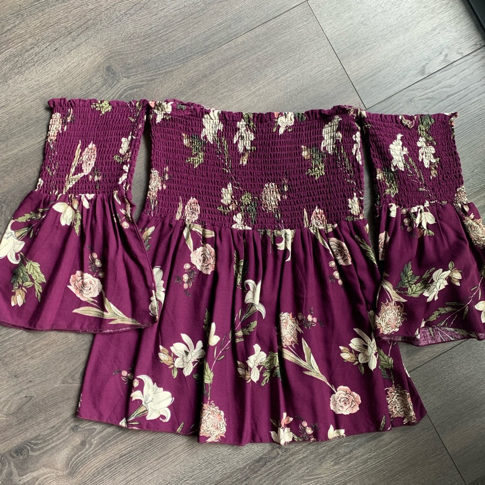 Off The Shoulder Floral Printed Blouse